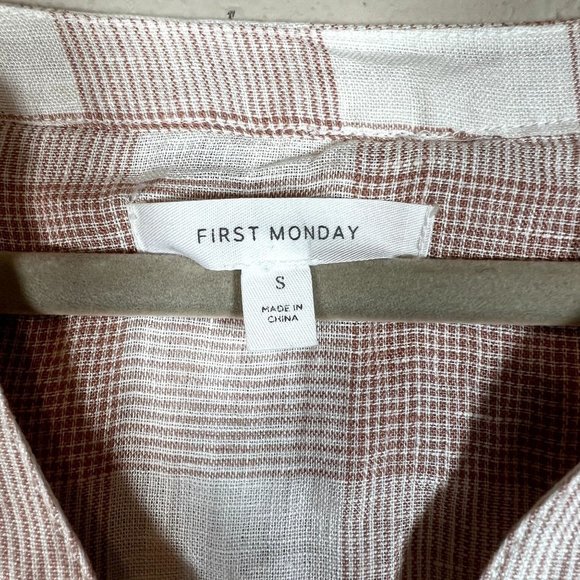 First Monday Anthropologie Plaid Linen Dress Small Lined Long Sleeve Shirt Dress - Picture 8 of 11